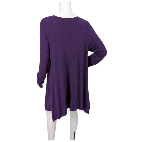 Eileen Fisher Tunic Sweater Top Women Size L Asymmetric Minimalist Capsule Cozy - Picture 2 of 9